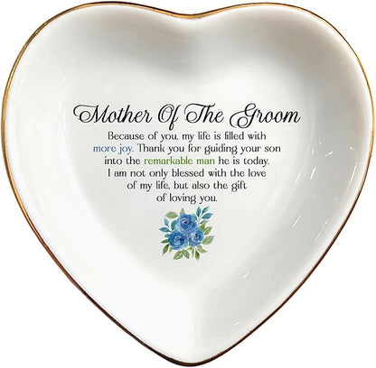 Wedding Ring Dish Jewelry Trinket Tray for Mother-in-law,Bridesmaid,Mother of the Bride/Groom-Engagement,Bridal Shower,Bachelorette Gifts for Couples,Mr. Mrs. (Mother of the Groom 1)