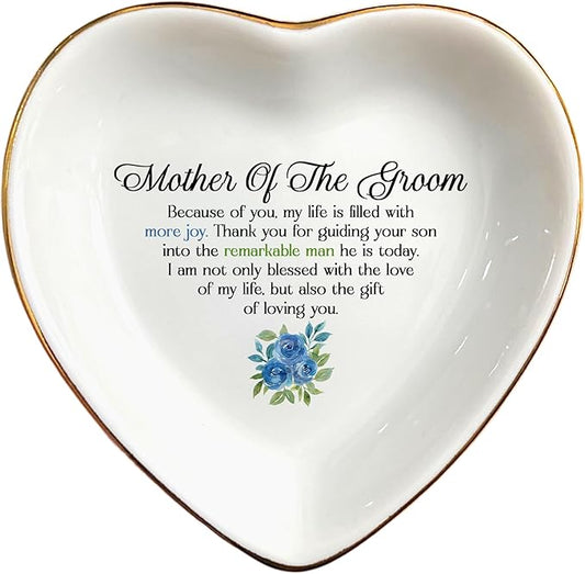 Wedding Ring Dish Jewelry Trinket Tray for Mother-in-law,Bridesmaid,Mother of the Bride/Groom-Engagement,Bridal Shower,Bachelorette Gifts for Couples,Mr. Mrs. (Mother of the Groom 1)
