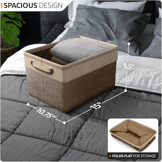 Sorbus Fabric Storage Bins for Shelves - 15 Inch Sturdy Collapsible Storage Bins with 2 Handles, Foldable Baskets for Organizing Home, Closets, Shelf, Toys, Clothes, Large Decorative Storage Baskets