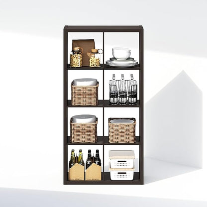 Furinno Cubic Closet Organizers and Storage, 8-Cube Closet Organizer, Open Shelf Closet Storage, Extra Thick Frame for Wardrobe, Bedroom, Living Room, Dark Oak