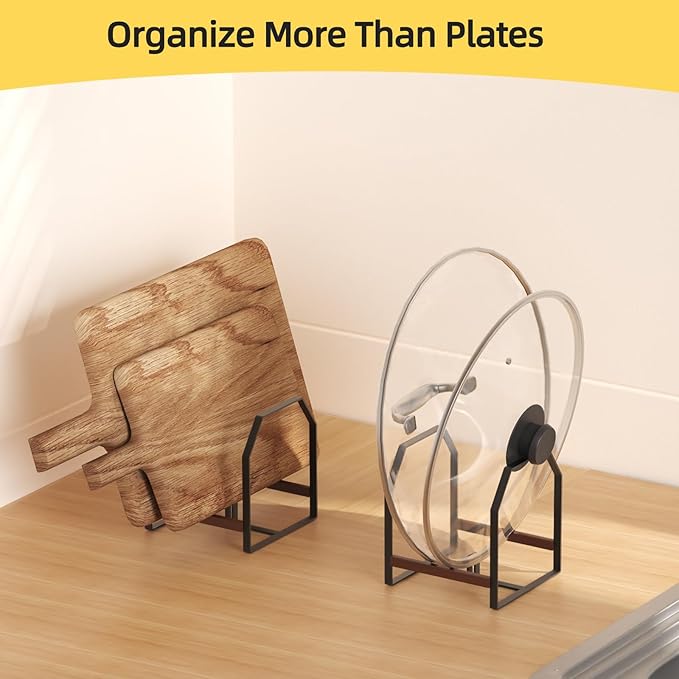 TIPSYTREE 2 Pack Small Kitchen Plate Organizer, Metal Dish Racks for Apartment, Small Family, or Countertop Use – Fits 6"–10" Plates, Black