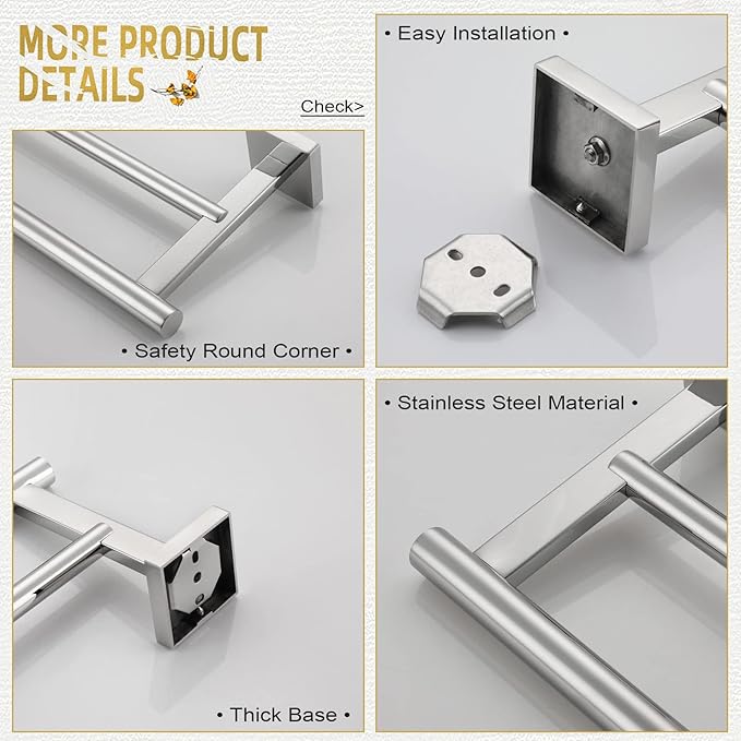 KOKOSIRI Bath Towel Bars Bathroom Double Towel Holder Rack for Toilet Kitchen 24 Inch Necklace Holder Chrome Stainless Steel B5005CH-L24