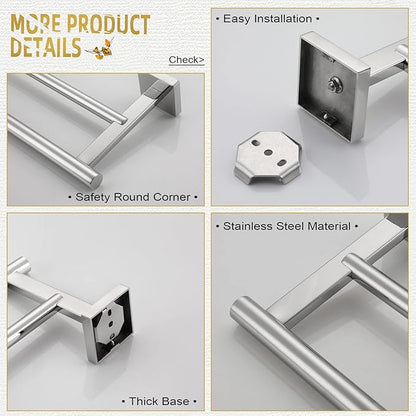 KOKOSIRI Bath Towel Bars Bathroom Double Towel Holder Rack for Toilet Kitchen 24 Inch Necklace Holder Chrome Stainless Steel B5005CH-L24