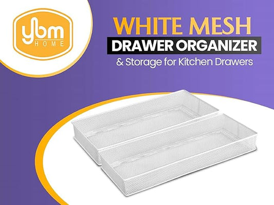YBM HOME White Mesh Drawer Cabinet and or Shelf Organizer Bins, School Supply Holder Office Desktop Organizer Basket (1, 6x12x2 Inch)