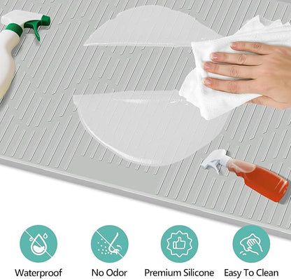 Lanstics 32" x 22" Under Sink Mat for Kitchen Under Sink Organizer Waterproof Raised Edge Silicone Mat Sink Protector Silicone Organizers Tray for Kitchen Bathroom