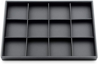 Black PU Leather Jewelry Display Flat Tray Ring Necklace Watch Organizer Display Tray (1 grid)