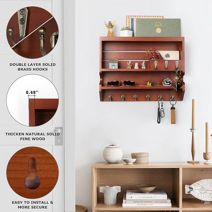 Key Holder for Wall, Mail Organizer Wall Mounted, Auburn