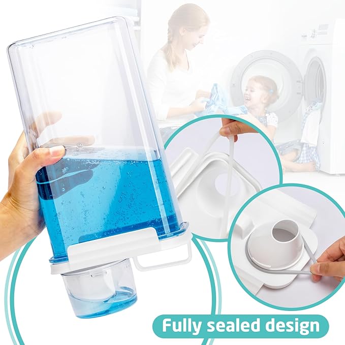 Laundry Detergent Dispenser-2 Pack, 98 oz Detergent Dispenser with 4 Removable Labels, Laundry Soap Dispenser for Laundry Room Organization and Storage, BPA Free & PET Plastic Clear