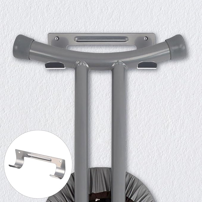 TOYANDONA Ironing Board Wall Mount with Double Metal Hooks, Gray Foldable Space-Saving Holder for Laundry Room Storage and Organization
