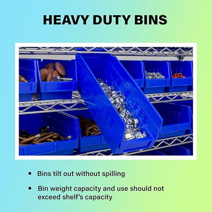 Akro-Mils 30128 Plastic Shelf Bins, Heavy Duty Storage Bins for Garage, Closet, and Drawer Organization, 18-Inch x 4-Inch x 4-Inch, Yellow, 12-Pack