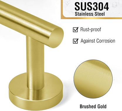 HITSLAM Gold 19.8 Inch Towel Bar for Bathroom, SUS304 Stainless Steel Bathroom Towel Rack Wall Mounted, Modern Home Decor Bath Towel Holder with Hardware Accessories