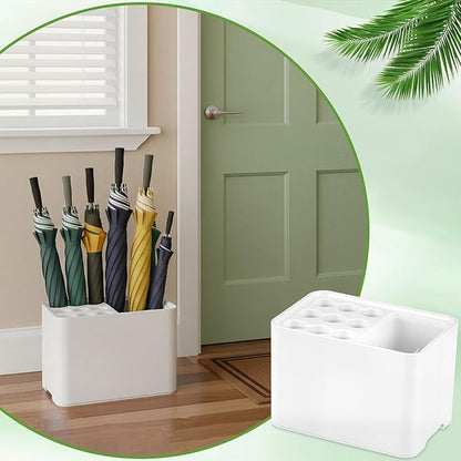 Can Store 15 Umbrella Holder for Entryway Corner with Drip Tray, Umbrellas Stand Rack Space Saving Storage Organizer, Compact Umbrella Holder Indoor for Home Office Decor (White)