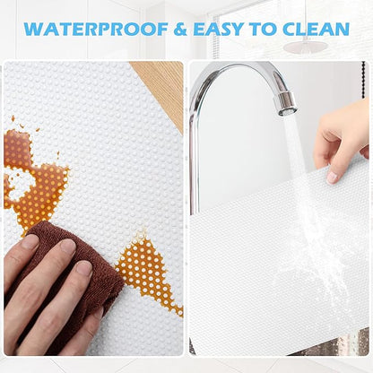 Drawer Liners, Waterproof Shelf Liner, Anti-Slip Non-Adhesive BPA Free Kitchen Cupboard Cabinet Liner Refridge Fridge Mats Sink Protector Strong Durable for Home (White/11.8in x 10Ft)
