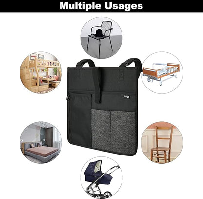 Cosmos Armrest Chair Side Organizer Bedside Caddy Organizer Bunk Bed Storage Bag Armchair Wheelchair Hanging Side Pocket Bag for Ipad, Tablet, Phone, Remote Control, Magazines, Books & Water Bottle