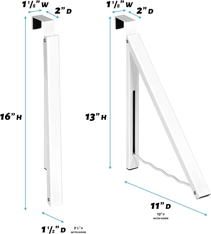 HOLDN’ STORAGE Over The Door Hanger - Single Foldable Rack Organizer for Hanging Clothes, Coats & Towels, Ideal for Dorm Rooms, Laundry, Bathrooms, Etc - Holds up to 20 LBs - White (2 Pack)
