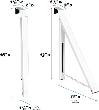 HOLDN’ STORAGE Over The Door Hanger - Single Foldable Rack Organizer for Hanging Clothes, Coats & Towels, Ideal for Dorm Rooms, Laundry, Bathrooms, Etc - Holds up to 20 LBs - White (2 Pack)