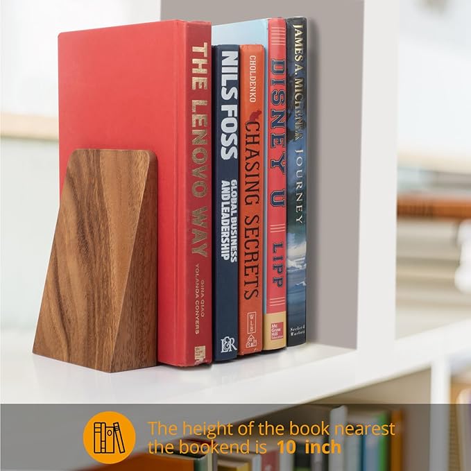 Walnut Book Ends Heavy Duty Handmade Bookends for Shelves Book Ends Decorative to Hold Heavy Books (Walnut Wood Small)