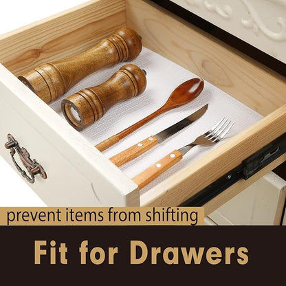 Premium Drawer and Shelf Liner for Cabinet, Non Adhesive Liner for Kitchen, Strong Grip Non Slip Shelf Liners for Kitchen Cabinets, Storage, Drawers, Shelves, Kitchenware and Tableware, White