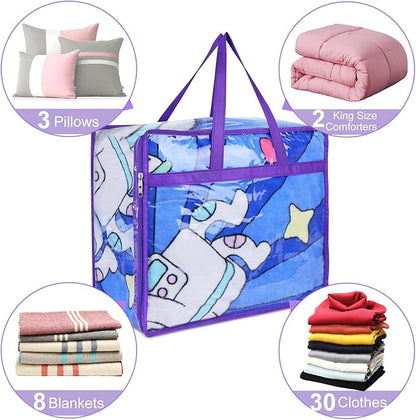 2 Pack Clear Zippered Storage Bags for Clothes, Closet Organizers and Storage Vinyl Bag for Bedding, Linen, Blankets, Comforters, Clothes & Toys Multi Purpose & Space Saver PVC Organizers
