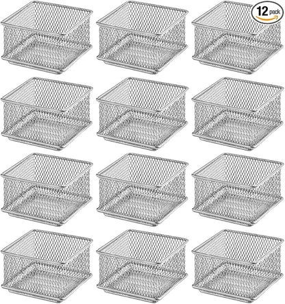 YBM HOME Silver Mesh Drawer Cabinet and or Shelf Organizer Bins, School Supply Holder Office Desktop Organizer Basket (12, 3x3x2 Inch)