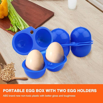 2 Grids Camping Egg Container, 4.53x2.95inch Blue Eggs Holder Campings, Portable Camping Egg Holders for Outdoor Campings Picnic