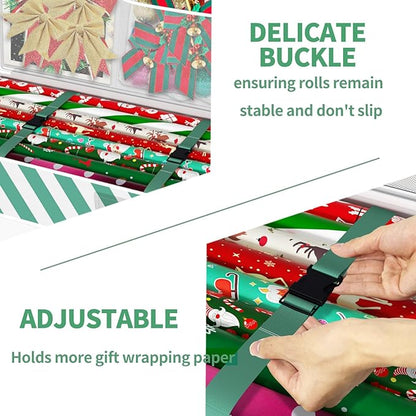 Safana 2 Pack Wrapping Paper Organizer Storage Bag, 42" Durable 600d Oxford Gift Wrapping Organizer Box Under Bed Storage Containers for Decorations Paper Rolls, Ribbons, Balls, Bows (Green Stripe)