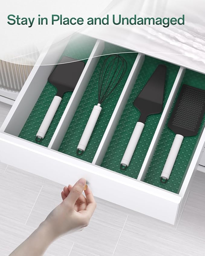 Shelf and Drawer Liner for Kitchen Cabinet, Non-Adhesive 24in x 120in Waterproof Contact Paper Refrigerator Liners Thickened Durable EVA Material Non Slip Mat for Dresser Cupboard Pantry Protector