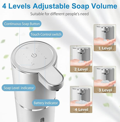 Gotofine Automatic Liquid Soap Dispenser,4-Level Adjustable, Wall Mount,USB Rechargeable,12.8oz/ 380ml,Touchless Hand & Dish Soap Dispenser for Bathroom, Kitchen,Hotel, Restaurant