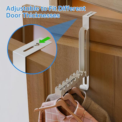 NiHome Foldable Over-The-Door Hook,Adjustable top Design,No Drill Installation Space-Saving Organizer, Portable Hanger Extra Hanging Space for Bathroom, Closet, Bedroom (White, 1PC)