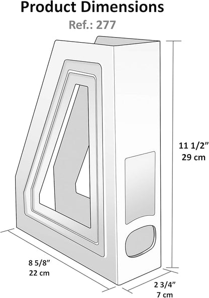 Acrimet Magazine File Holder – Vertical Rack for Documents, Folders and Mail, Durable Plastic Desk Organizer for Office & Home, Smoke (2 Pack)