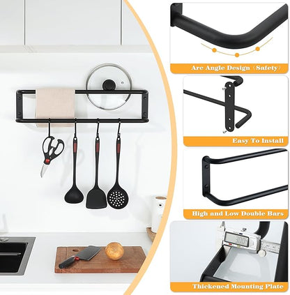 Alise Double Towel Bar,24 Inch Towel Racks for Bathroom, SUS304 Stainless Steel Towel Bar for Bathroom Wall,Quick Drying Bathroom Towel Holder Bath Towel Hanger,Matte Black