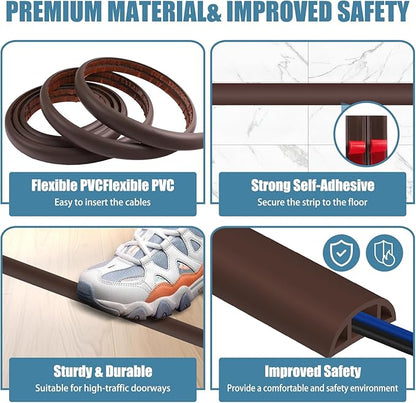 Floor Cord Covers for Wires 10FT Cable Hider Wire Cover Self Adhesive Cord Hider Floor for Offices, Homes, Workshops, Warehouses Cable Cavity 0.39" W x 0.27" H