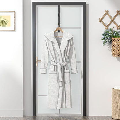 Over The Door Hooks Long with 6 Hooks, Behind The Door Towel Racks for Bathroom, Door Purse Bag Coat Robe Hanger, Hat Clothes Hanging Organizer with Non-Slip Pads & Suction Cups, 28.3 Inches, Black