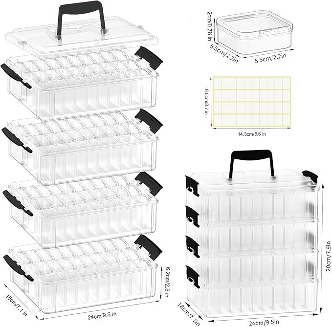 Bead Organizer Box 120 Pcs, 4-Tier Large Capacity Stackable Bead Storage Containers, Portable Plastic Craft Organizers for Jewelry Making, Bracelets, DIY, Nail Art Charms