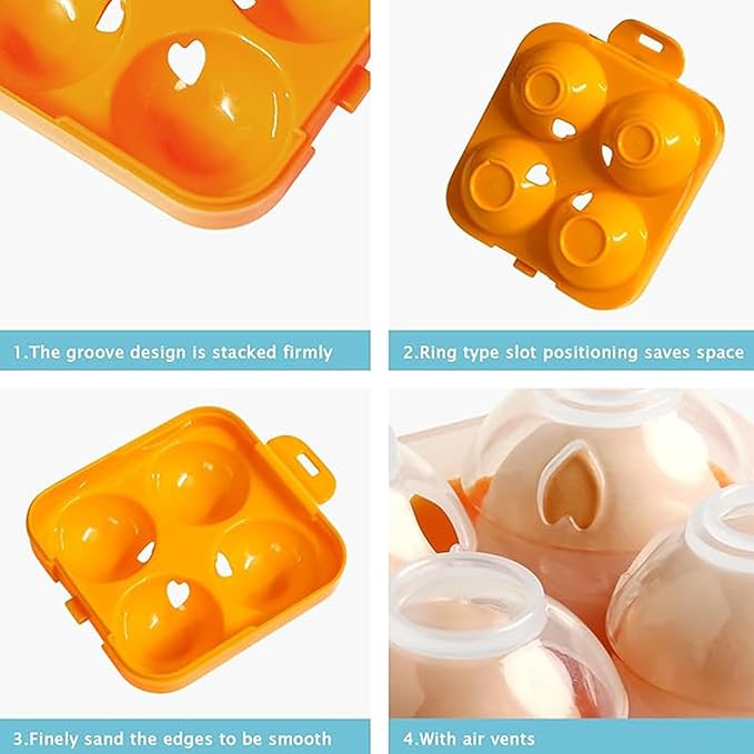 4 Girds Egg Holder Container, Plastic Egg Storage Box Shockproof Protection, Portable Egg Tray Carriage Dispenser for Refrigerator Camping Picnic Travel Kitchen Outdoor (Blue)