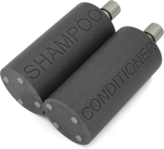 Indecor Home Resin 2 Pack Shampoo, Conditioner or Body Wash Dispenser Set, Luxurious Refillable Pump Bottles with Matte Pump Top and Embossed Text, Durable Design for Bathroom and Shower