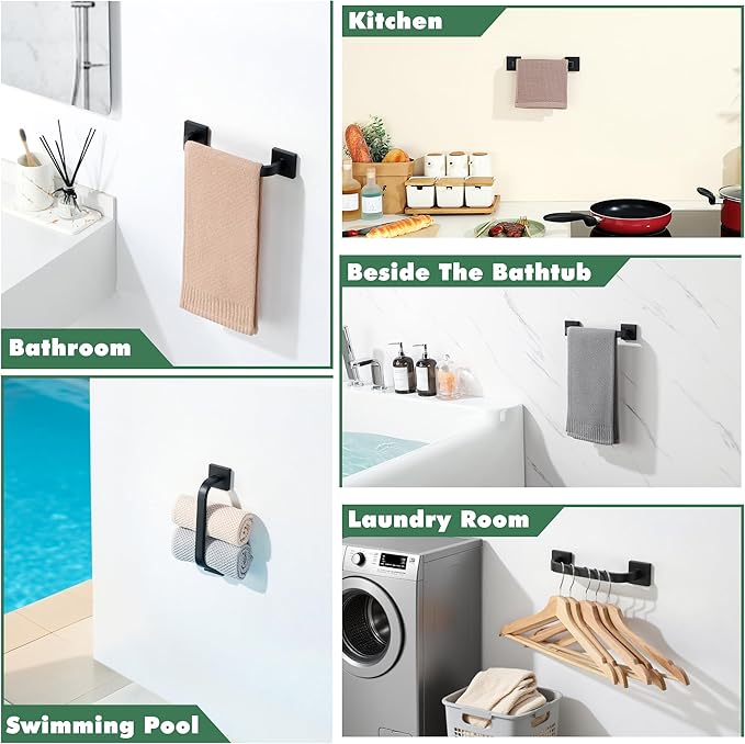 Alise 10'' Towel Bar for Bathroom,Towel Holder Black Towel Racks for Bathroom Wall Mount,SUS304 Stainless Steel Towel Rail Towel Hanger for Walls,Matte Black Finish