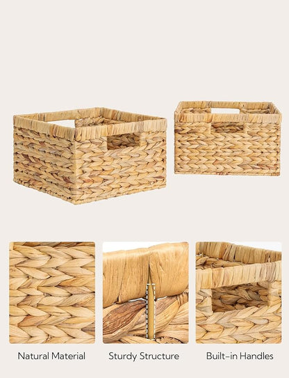 StorageWorks Garbage Bag Dispenser with Lid, Decorative Water Hyacinth Storage Baskets