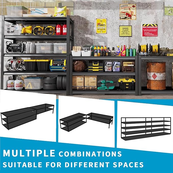72" H Garage Storage Shelves 5-Tier,Garage Storage System Shelves Adjustable 2000LBS,Storage Shelving for Basement,Pantry,Kitchen,Warehouse, 72''H x 36''W x 16''D