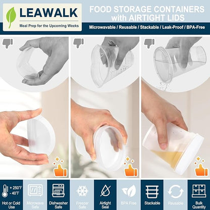 16oz 12Pack Reusable Freezer Food Storage Containers with Airtight Twist Top Lid. Overnight Oats Container with Lids BPA-Free. Plastic Soup Deli Container with Lids Microwave/Dishwasher/Freezer Safe