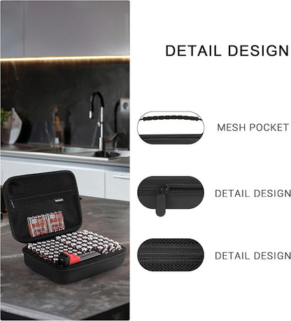 Battery Storage Case for AA AAA Button Cells, Battery Organizer Case, for 3 Batteries Variety Pack 88 Batteries Mesh Bag (Batteries Not Included) (BLACK)