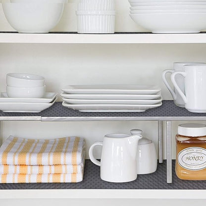 HooTown Shelf Liner Kitchen Cabinet Drawer Mats 11.8 Inch Wide x 393.7 Inch Long, Non Adhesive EVA Plastic Washable Waterproof Pad Protectors for Pantry Closet, Cupboard, Grey