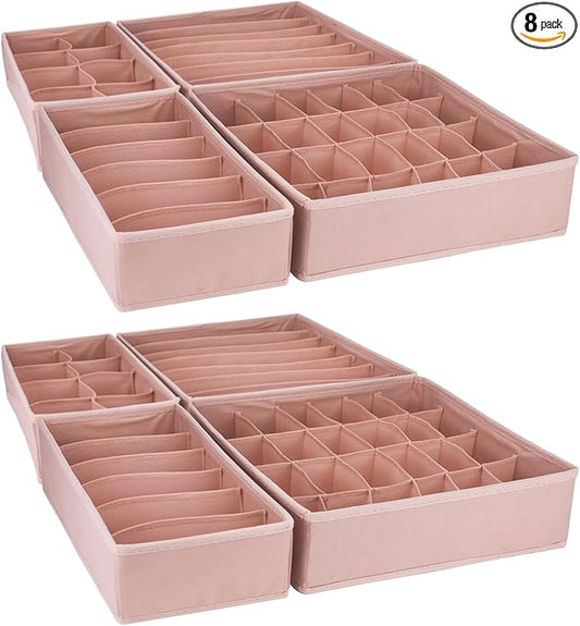 8 Pack Dresser Drawer Organizer Clothes Underwear Sock Storage Pink Foldable Closet Organizer Storage Box Cloth Drawer Dividers