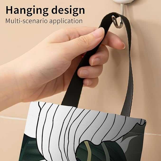 Plastic Bag Holder, Wall Mount Grocery Bag Organizer, Funny Hanging Trash Bag Storage Dispenser for Home Kitchen Boho Green Leaf