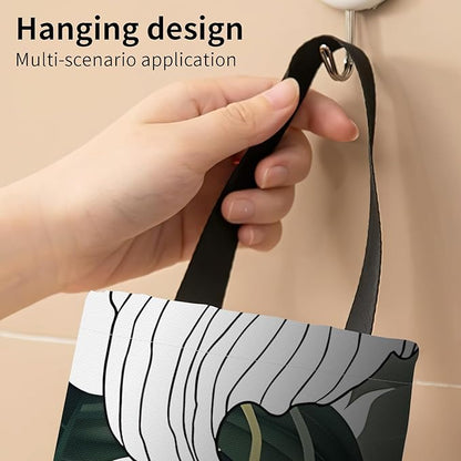 Plastic Bag Holder, Wall Mount Grocery Bag Organizer, Funny Hanging Trash Bag Storage Dispenser for Home Kitchen Boho Green Leaf