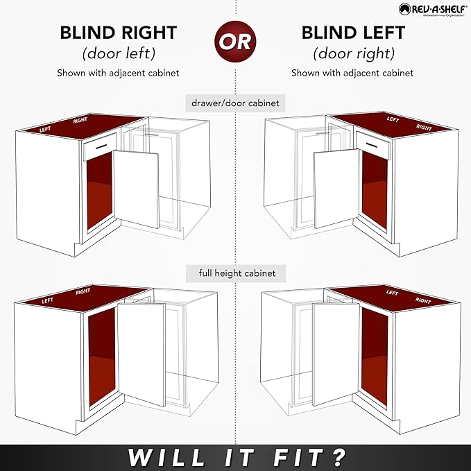 Rev-A-Shelf 38" Dual Shelf Half Moon Lazy Susan Organizer for Blind Corner Kitchen Cabinets, Pull Out Turntable Storage Trays, Wood, 4WLS882-38-570