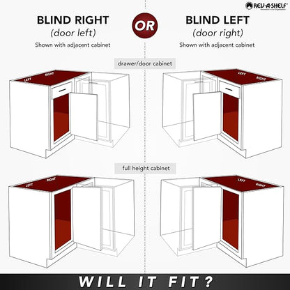 Rev-A-Shelf 32" Dual Shelf Half Moon Lazy Susan Organizer for Blind Corner Kitchen Cabinets, Pull Out Turntable Storage Trays, Wood, 4WLS882-32-570