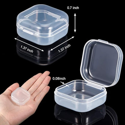 24 Packs Small Clear Plastic Beads Storage Containers Box with Hinged Lid for Storage of Small Items, Crafts, Jewelry, Hardware(1.37 x 1.37 x 0.7 Inches)