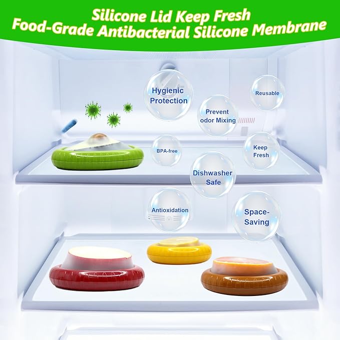 AWLGAK Avocado Saver and Onion Holder -Set of 4 Reusable Fruit and Veggie Savers for Fridge - BPA-Free, Prevent Flavor Mixing, Keep Fresh (Green, Brown, Red And Yellow)