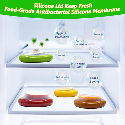AWLGAK Avocado Saver and Onion Holder -Set of 4 Reusable Fruit and Veggie Savers for Fridge - BPA-Free, Prevent Flavor Mixing, Keep Fresh (Green, Brown, Red And Yellow)